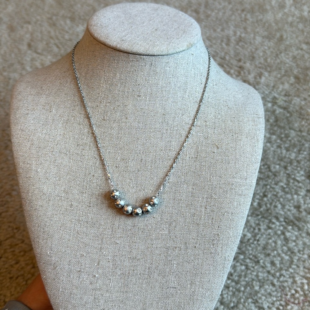 Swarosvki charm bead necklace silver jewelry floating beads